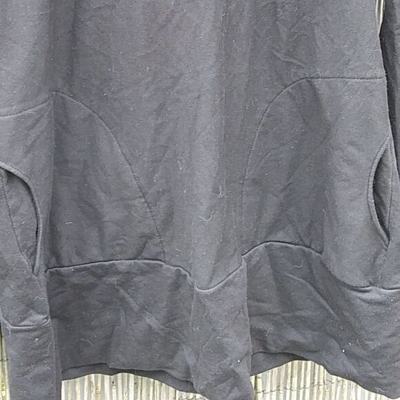 Layer's Squared Hoodie Sweatshirt Bl & Gray Cowl Pullover Snaps Ties - L Unique - Picture 4 of 16